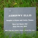 Plaque to Dylan's daughter Aeronwy in the garden at the Boathouse